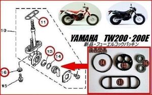 【新品】ヤマハ TW200 TW200E コック パッキン Ｏリング ガスケット YAMAHA　