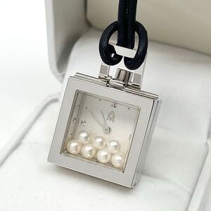 箱付 美品 ペンダントウォッチ MIKIMOTO クォーツ quartz 真珠 パール シルバー silver NNS-372F ネックレス ミキモト Watch Y2109