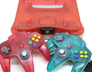 希少カラー 任天堂 Nintendo 64 本体 コントローラ 2個 クリアレッド クリアブルー NUS-001 ニンテンドー64 メモリ拡張パック付 2054001