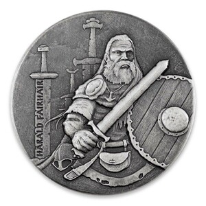 [保証書付き] 2016年 (新品) ニウエ「ヴァイキング・王フェアヘア」純銀 2オンス アンティーク 銀貨