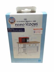 ∮ nano Room ナノルーム キッチンカウンターセット 電子レンジ ミニチュア 模型 木製 組み立て家具 ドール 人形 ハウス 手作りキット