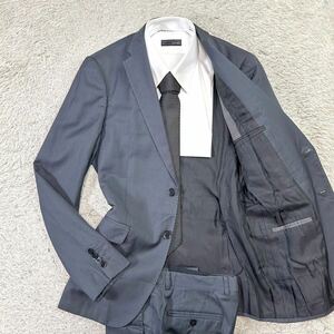 至高!!!アルマーニコレツォーニ【最高級のM LINE】ARMANI COLLEZIONI スーツ　セットアップ　テーラードジャケット　チェック　グレー M位