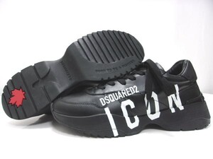 新品★DSQUARED2 ディースクエアード★レザー スニーカー★ICON ロゴ★本革 ブラック★42.5★D24