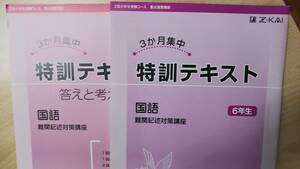 Ｚ会小学生受験コース 　特訓テキスト　国語　難関記述対策講座　解答冊子とも　合否を分ける重要問題選　記名あり