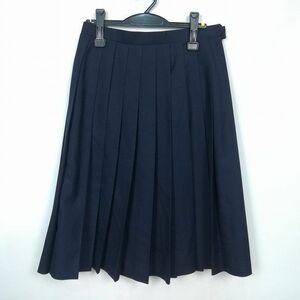 1円 スクールスカート 冬物 w69-丈67 紺 中学 高校 プリーツ 学生服 制服 女子 中古 IN0170