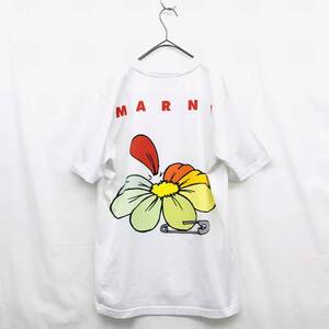 NZ3156●21ss MARNI バック フラワープリント Tシャツ●44●ホワイト マルニ HUMU0205P0