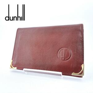 dunhillダンヒル/レザー名刺入れ/パスケース/ボルドー/ゴールド金具/ロゴ