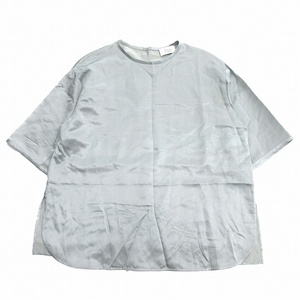 エス エッセンシャルズ S.ESSENTIALS サテン Tシャツ カットソー ブラウス シルク混 無地 ワイド ゆったり 光沢 サイズ38♪11