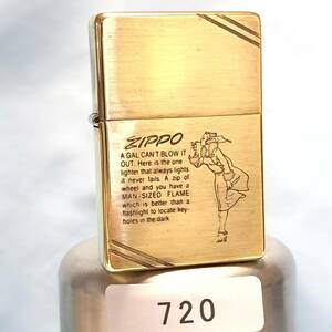 1000円～ ZIPPO 美品 ウィンディー ガール ソリッドブラス ダイアゴナルライン ビンテージ replica 1998年製 ジッポ オイルライタ USA 720