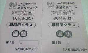 早稲田アカデミー＊6年＊ＮＮ 志望校別コース・正月特訓～４０時間集中特訓・国語 ２冊 完全版／早稲田＊２０２０年受験