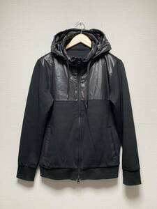 美品☆[COMME CA MEN] 定価4万 ナイロン切替 ストレッチジャージジャケット パーカー M ブラック 07-45CW06 コムサメン