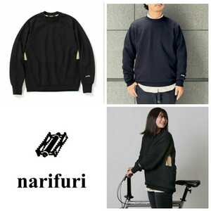 【未使用/21AW/裏起毛では無い！/変形スウェット】narifuriオーバーサイズスウェットNF1137/BLK/L