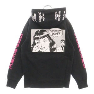 シュプリーム 17SS ×THRASHER Boyfriend Hooded Sweatshirt スラッシャー グラフィックプリント プルオーバースウェットパーカー ブラック