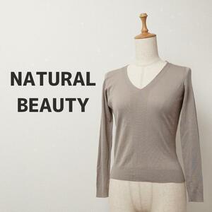 8032 NATURAL BEAUTY BASIC 薄手ニット ロングスリーブ Vネック F11-0180