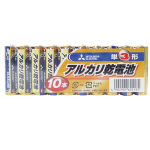 送料無料 単3アルカリ乾電池 単三乾電池 三菱 10本組ｘ10パック/卸