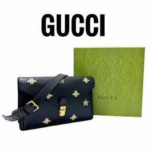 GUCCI BEE 星 グラフィック バッグ メンズ レディース ショルダー グッチ ハチ 蜂 ユニセックス バムバッグ ポシェット ミケーレ 黒