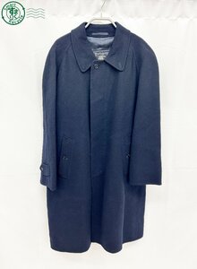 AK0606671　□Burberrys バーバリー 裏チェック カシミヤ混 フライフロント ロングコート ネイビー系 90-165-4 ネーム入り