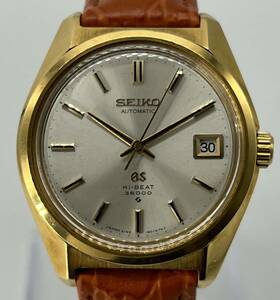 グランドセイコー Grand Seiko 61GS ハイビートHI-BEAT 36000 6145-8000 YG×革 18KYG 750 自動巻き AT シルバー文字盤 金無垢