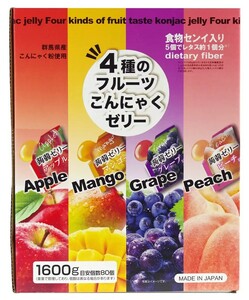 1.6kg 約80個入り こんにゃくゼリー 4種のフルーツ コストコ 送料無料（東北～中部）コンニャクゼリー　蒟蒻 大容量