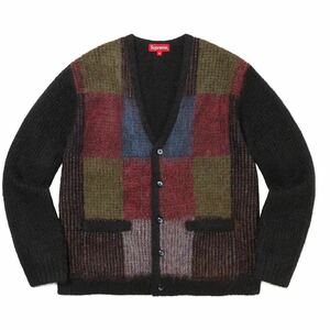 送料無料 L 黒 Supreme brushed grid cardigan Black Mohair シュプリーム モヘア カーディガン 22SS 新品未使用 box logo ボックスロゴ 