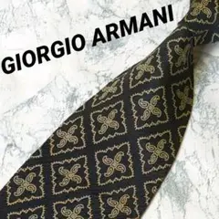 ✺GIORGIO ARMANI✺ネクタイ　オリエンタル柄　黒　カーキ　極薄生地