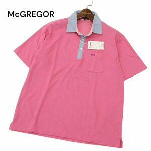 【新品 未使用】 McGREGOR マクレガー 春夏 ロゴ刺繍 切替 半袖 鹿の子 ポロシャツ Sz.L　メンズ　C4T05014_5#A