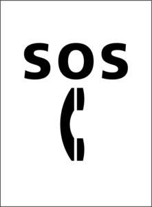 小型看板「SOS（電話）マーク（黒）」【マーク・その他】屋外可