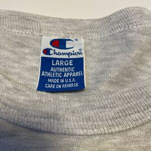 Lサイズ 青刺繍タグ チャンピオン Tシャツ champion グレー gray 80年代 90年代 80s 90s アメリカ製 madeinusa USA製 無地シングルステッチ