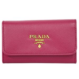 本物 プラダ PRADA サフィアーノ レザー 6連 キーケース イビスコピンク