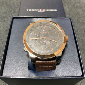 【未使用】TOMMY HILFIGER トミーヒルフィガー 腕時計 クォーツ レザーベルト 稼動品 TH.361.1.20.2528