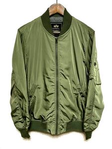 ★美品★ALPHA INDUSTRIES アルファ 薄手 MA-1 フライトジャケット サイズXL★オリーブグリーン ミリタリー ライトアウター 人気アイテム