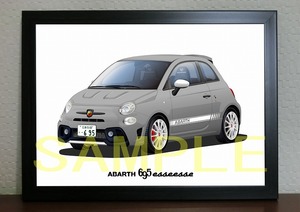 希望ナンバー ABARTH アバルト ６９５ esseesse LH エッセエッセ 左ハンドル デジタルイラスト 自動車アートA4