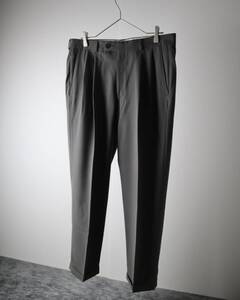 P559 haggar Wide Silhouette Micro Polyester Silky 2tuck Slacks ワイド 2タック マイクロポリエステル 光沢 スラックス W34 グレー 