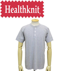 Healthknit (ヘルスニット) P-906S ヘンリーネック 半袖Tシャツ HK001ヘザーグレーXL