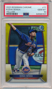 千賀滉大 MLB 2023 Bowman Chrome RC Rookie Yellow Refractor 75枚限定 PSA 10 完璧 ルーキーイエローリフラクター Kodai Senga