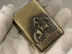 1円 ZIPPO ライター マルボロ Marlboroジッポ Zippoオイルライター真鍮製 中古品 喫煙グッズ ジッポー 火花確認済R658112