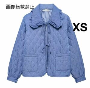 vintage ヴィンテージ レトロ キルティング 中綿 フリル ダウンジャケット アウター XSサイズ レディース★ZARA 好きな方に★秋新作 新品★