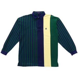 古着 長袖ポロシャツ ストライプ クレイジーパターン マルチカラー サイズ表記：L　gd82366
