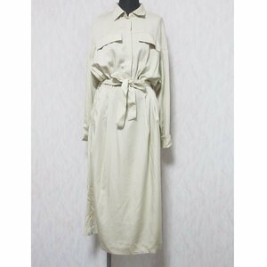 美品 22AW Ballsey ボールジー トゥモローランド 長袖 ロング セルロースモールスキン シャツ ワンピース 11-06-24-06706 36 ベージュ ◆