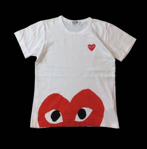 PLAY COMME des GARCONS プレイ コムデギャルソン AD2018 ハート 半袖Tシャツ カットソー 白 ホワイト S 送料250円 (ma)