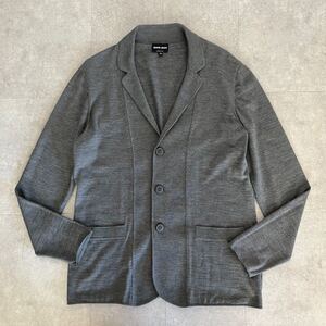 ●黒タグ イタリア製 GIORGIO ARMANI ジョルジオアルマーニ ウールニット ジャケット/カーディガン/size(46)/グレー/メンズ