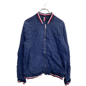 TOMMY HILFIGER ジップアップ ジャケット Ｍ～Ｌサイズくらい トミーヒルフィガー ネイビー 古着卸 アメリカ仕入 t2412-3169