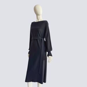 23区 ネイビー ニットワンピース リブコンビスムースニットワンピース 長袖ワンピース \ 23区 knit dress navy long sleeve