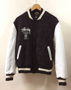 b■USA製 Stussyステューシー AUTHENTIC GEARオーセンティックギア VARSITY JACKET402 内側キルティング スタジアムジャンパー M