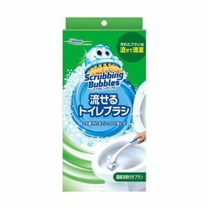 【新品】(まとめ) ジョンソン スクラビングバブルシャット 流せるトイレブラシ 本体 ブラシ4本付 1個 【×10セット】