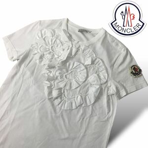 n184 国内正規品 MONCLER SIMONE ROCHA 2018 モンクレール シモーネロシャ 半袖 Tシャツ ホワイト トップス フリル パール XS イタリア製