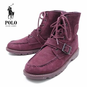 24.5cm相当 POLO by Ralph Lauren ラルフローレン ポロ　レザーブーツ 　バーガンディ　ワインレッド/U7812