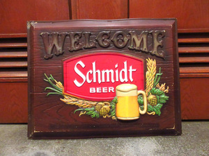 ビンテージ●Schmidt BEER 壁掛けサイン●210903k4-sign看板壁掛け雑貨店舗用ディスプレイビール