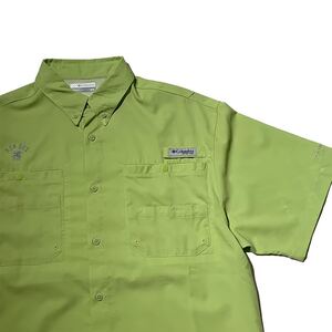 希少 90s ビンテージ Columbia PFG ショートスリーブ フィッシングシャツ コロンビア 胸元刺繍 アウトドア ライトグリーン 1990年代