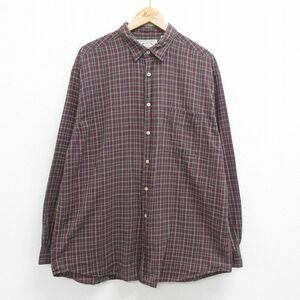 XL/古着 アメリカンイーグル 長袖 ブランド シャツ メンズ 00s ロング丈 コットン エンジ系他 チェック 24jan20 中古 トップス